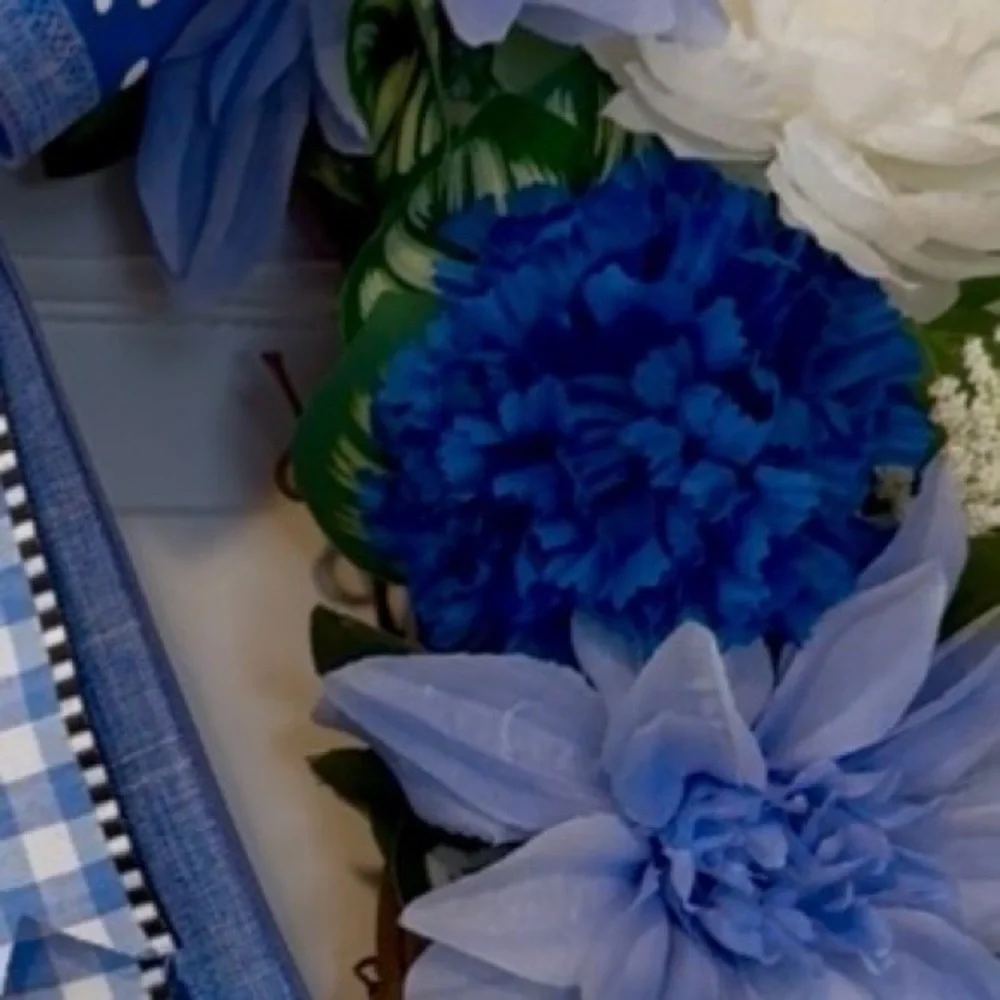 Blue and White Polka Dot Holiday Wreath